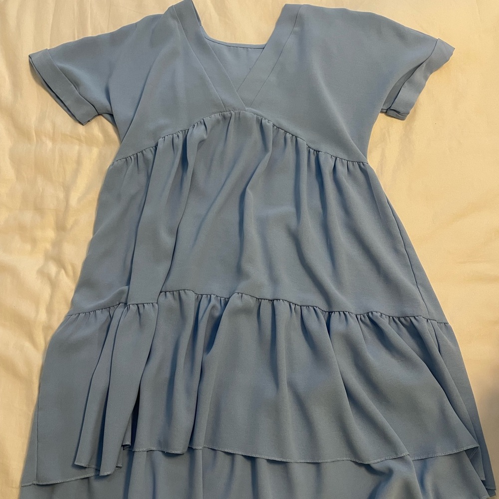 Baby blue v-neck mini dress